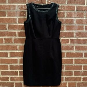 Talbots Dress Black Leather‎ Trimmed Shift Size 4P